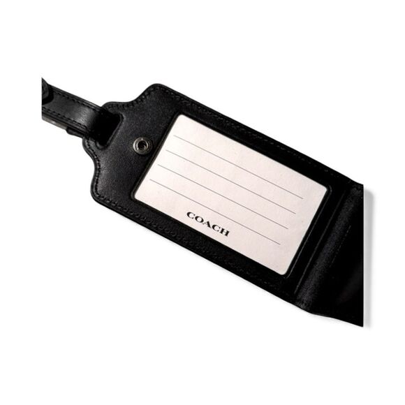 Coach Signature Canvas Leather Luggage Tag Gunmetal /Charcoal, Travel Accessory - Picture 3 of 4